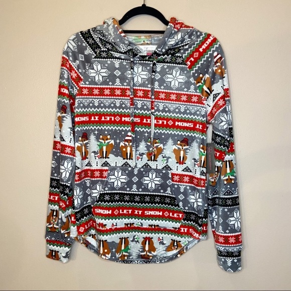 No Boundaries Tops - NWT NO BOUNDARIES LET IT SNOW FOX SUPER SOFT FAIR ISLE CHRISTMAS HOODIE
